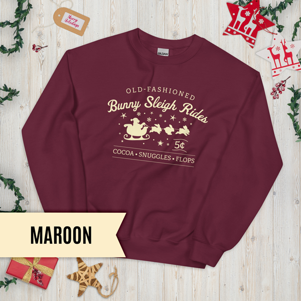 Christmas Bunny Sleigh Rides Adult Sweatshirt (Dark)