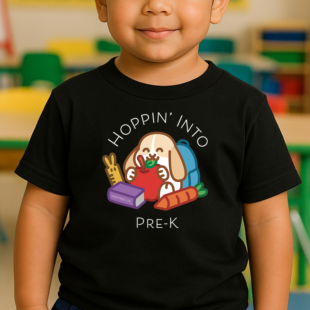 Hoppin' Into Pre-K Toddler Shirt (White Text)