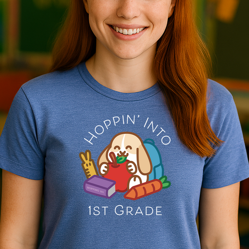 Hoppin' Into 1st Grade Teacher Shirt