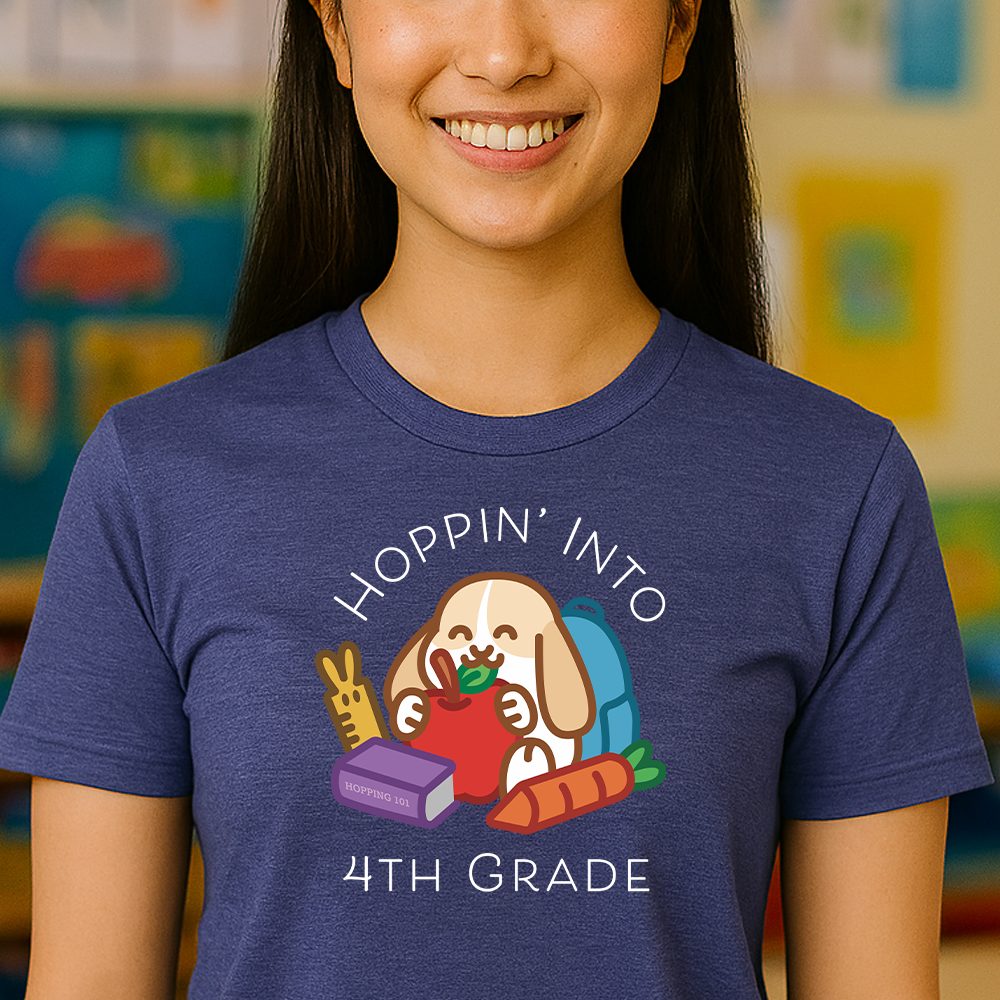 Hoppin' Into 4th Grade Teacher Shirt