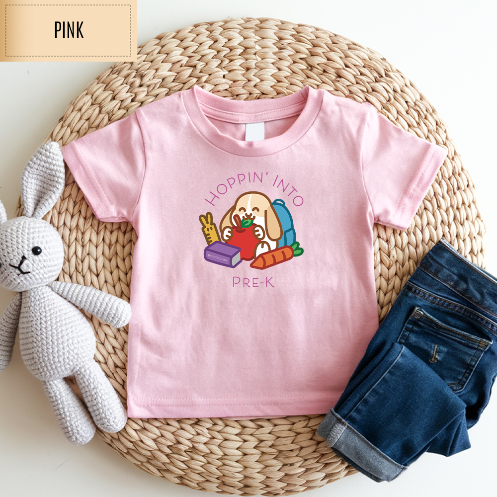 Hoppin' Into Pre-K Toddler Shirt (Purple Text)
