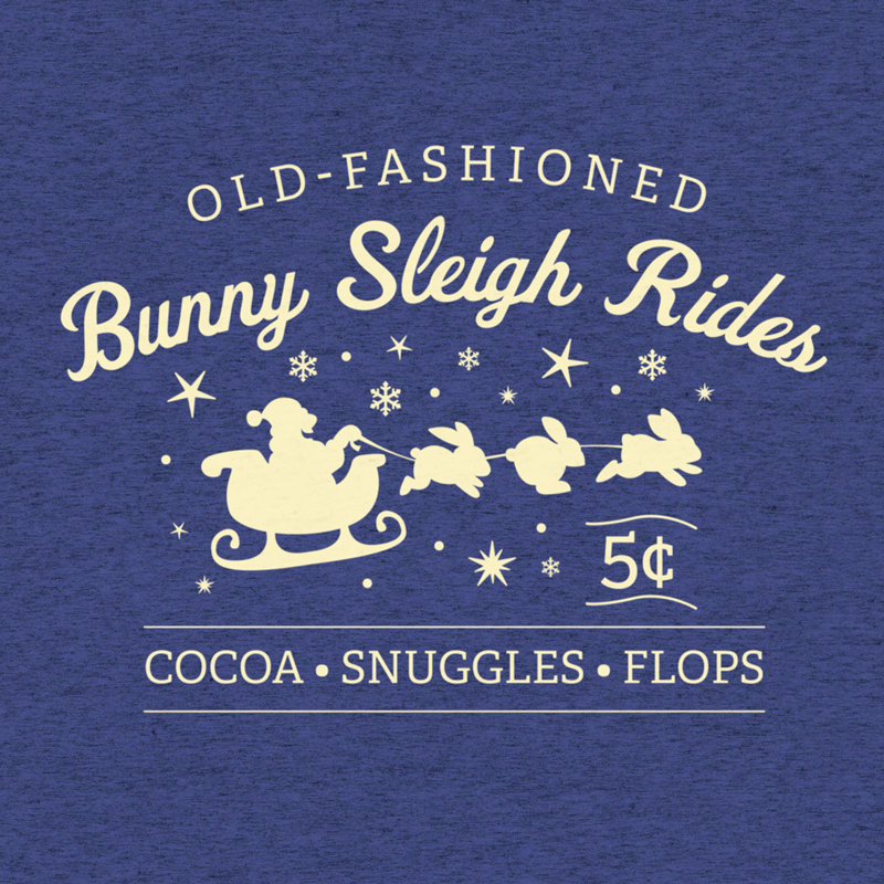 Christmas Bunny Sleigh Rides Adult T-Shirt