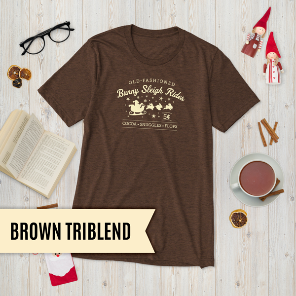 Christmas Bunny Sleigh Rides Adult T-Shirt