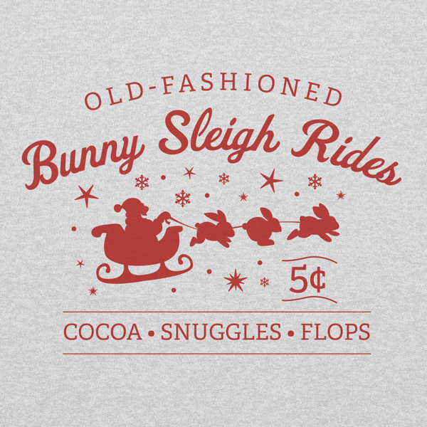 Christmas Bunny Sleigh Rides Adult Sweatshirt (Ash Gray)