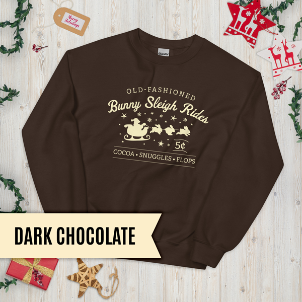 Christmas Bunny Sleigh Rides Adult Sweatshirt (Dark)
