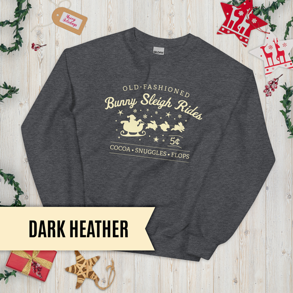 Christmas Bunny Sleigh Rides Adult Sweatshirt (Dark)