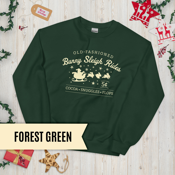 Christmas Bunny Sleigh Rides Adult Sweatshirt (Dark)