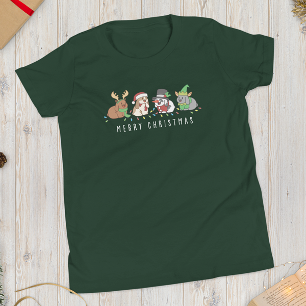 Christmas Bunny Friends Youth T-Shirt