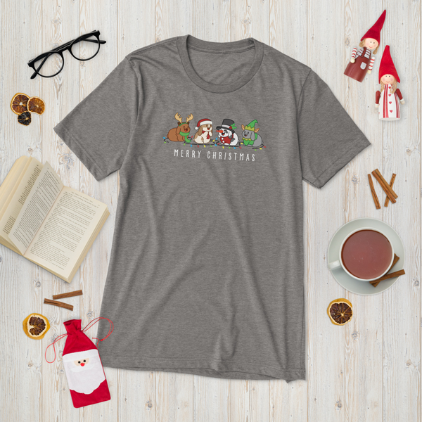 Christmas Bunny Friends Adult T-Shirt