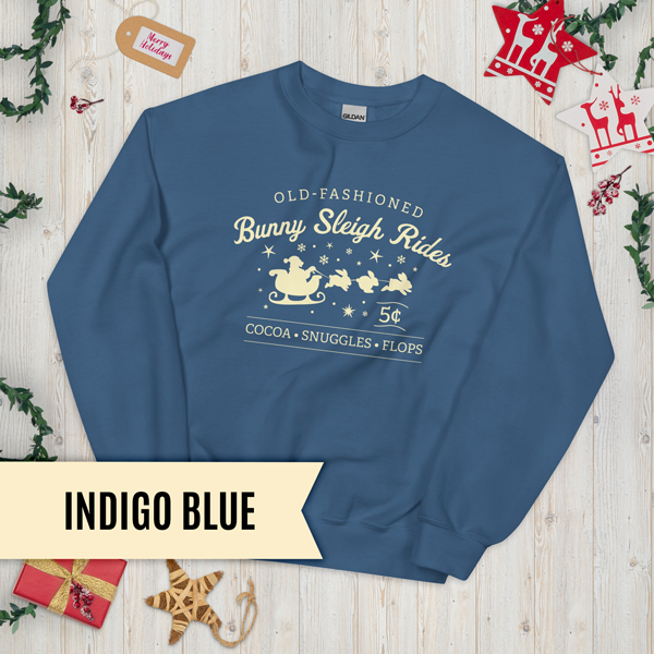 Christmas Bunny Sleigh Rides Adult Sweatshirt (Dark)