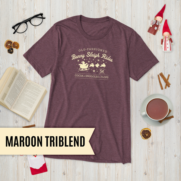 Christmas Bunny Sleigh Rides Adult T-Shirt