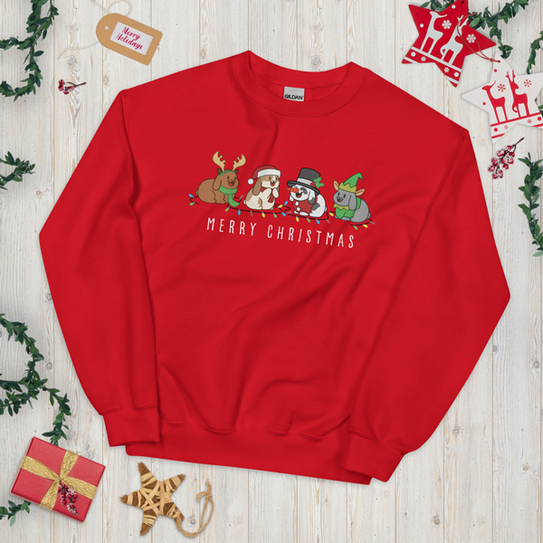 Christmas Bunny Friends Adult Sweatshirt