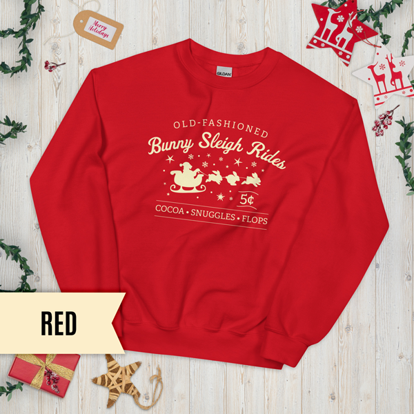 Christmas Bunny Sleigh Rides Adult Sweatshirt (Dark)