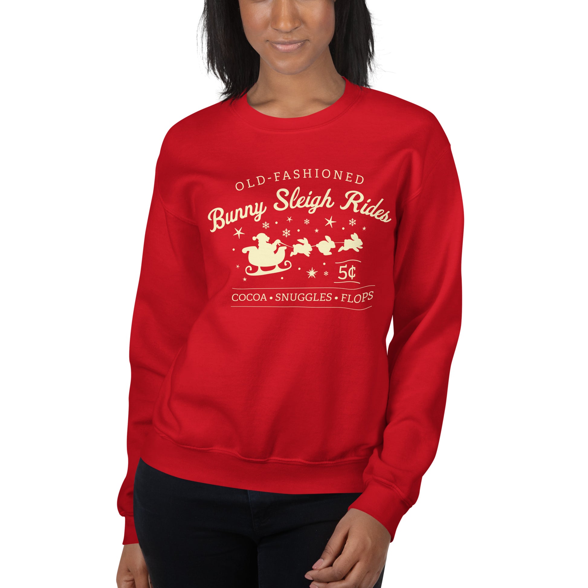 Christmas Bunny Sleigh Rides Adult Sweatshirt (Dark)