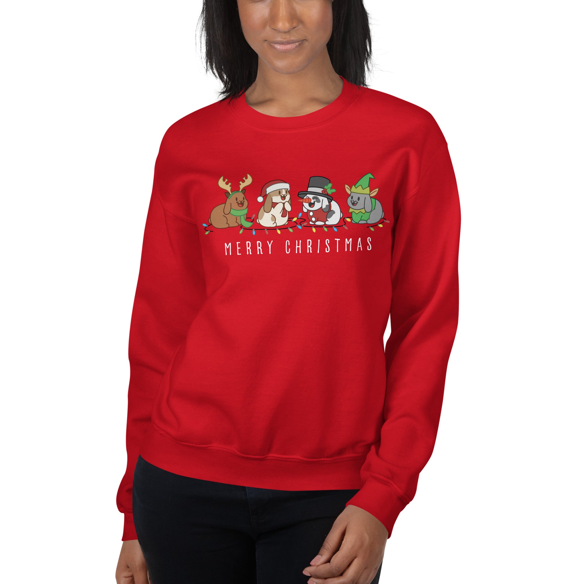 Christmas Bunny Friends Adult Sweatshirt
