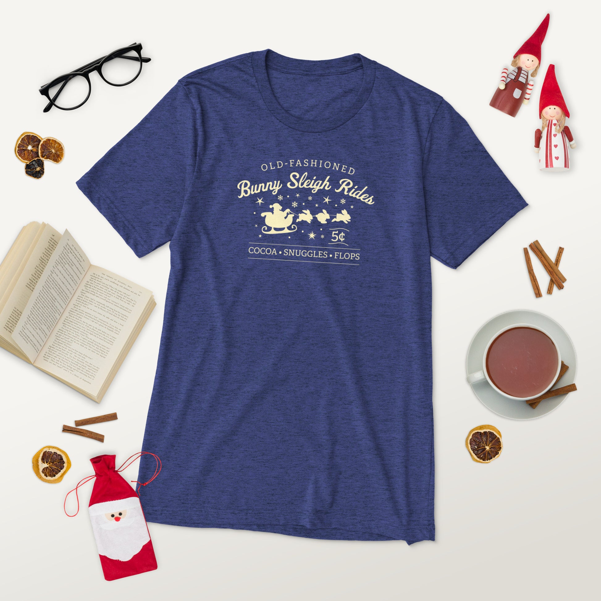Christmas Bunny Sleigh Rides Adult T-Shirt