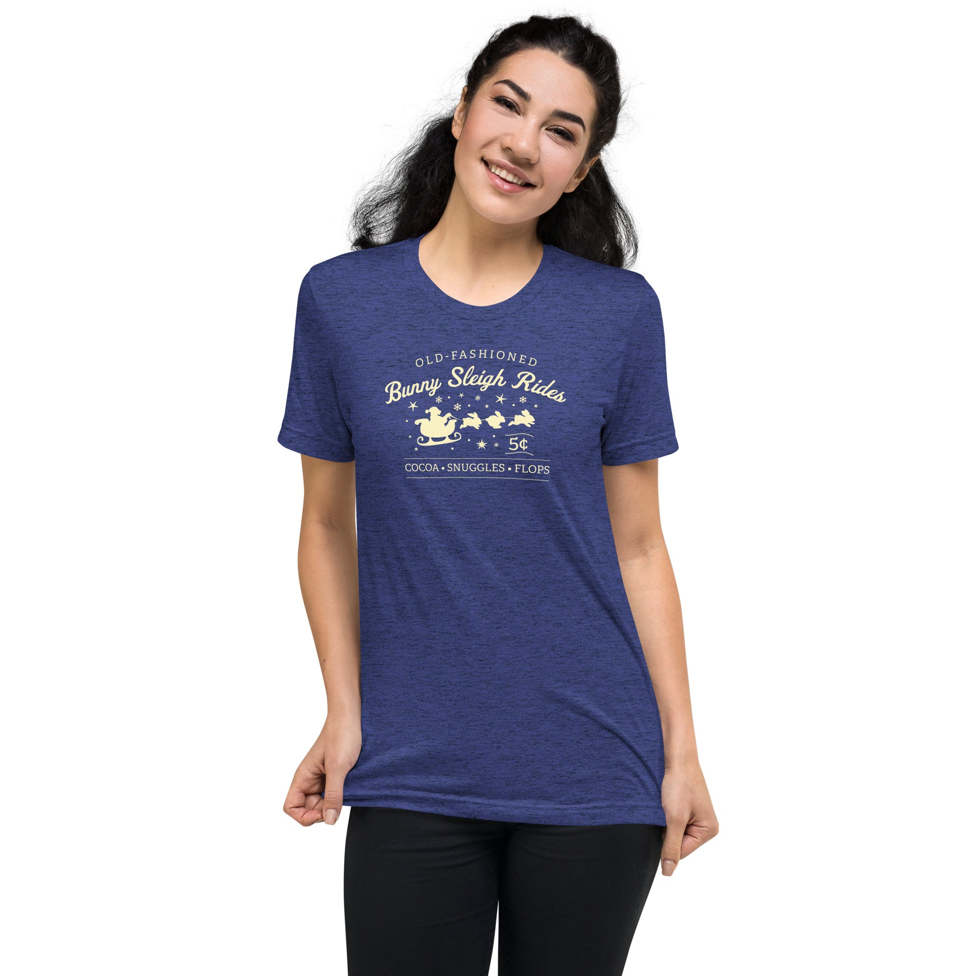 Christmas Bunny Sleigh Rides Adult T-Shirt
